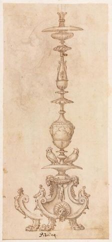 Design for a Candlestick, mid 1500s. Creator: Luzio Romano (Italian, active 1528-75)