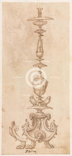 Design for a Candlestick, mid 1500s. Creator: Luzio Romano (Italian, active 1528-75).