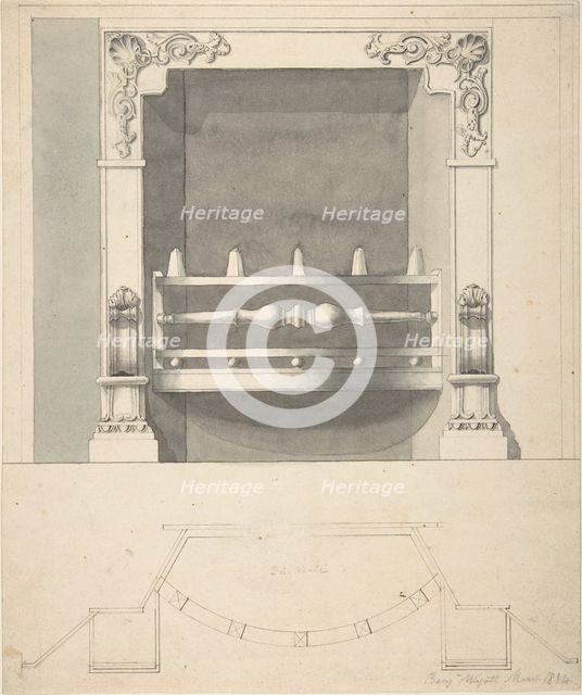 Design for a Cast-iron Hob Grate in Ormolu, 1814. Creator: Benjamin Dean Wyatt.