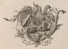 Design for a Cartouche and a Representation of Taste Plate 4 from Neu I..., Printed ca. 1750-56. Creator: Johann Georg Pintz