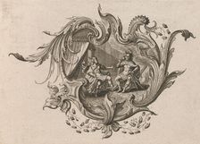 Design for a Cartouche and a Representation of Taste Plate 4 from Neu I..., Printed ca. 1750-56. Creator: Johann Georg Pintz