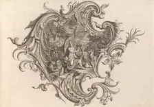 Design for a Cartouche and Representation of Hearing Plate 3 from Neu I..., Printed ca. 1750-56. Creator: Johann Georg Pintz