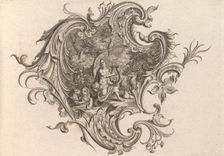 Design for a Cartouche and Representation of Hearing Plate 3 from Neu I..., Printed ca. 1750-56. Creator: Johann Georg Pintz