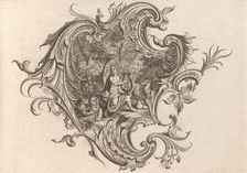 Design for a Cartouche and Representation of Hearing Plate 3 from Neu I..., Printed ca. 1750-56. Creator: Johann Georg Pintz