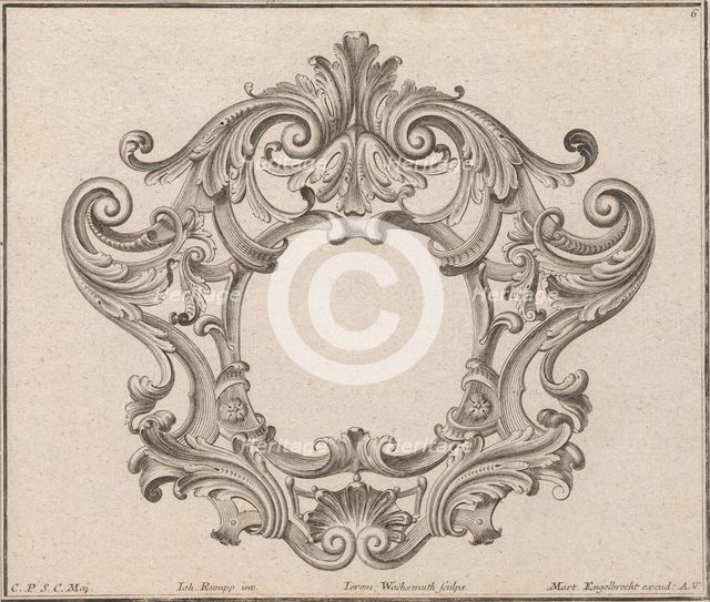 Design for a Cartouche, Plate 6 from 'Neü inventierte sehr dienstiche Schil..., Printed ca. 1750-56. Creator: Jeremias Wachsmuth.