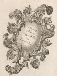 Design for a Cartouche, Plate 1 from Allerneueste Façon einiger Schild ode..., Printed ca. 1750-56. Creator: Andreas Hofer