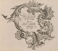 Design for a Cartouche, Plate 1 from Neu Inventierte auf die artigste Faco..., Printed ca. 1750-56. Creator: Johann Georg Pintz
