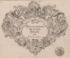 Design for a Cartouche, Plate 1 from Neü inventierte sehr dienstiche Schil..., Printed ca. 1750-56. Creator: Jeremias Wachsmuth