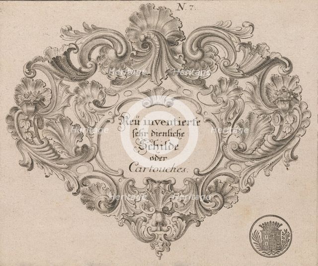 Design for a Cartouche, Plate 1 from 'Neü inventierte sehr dienstiche Schil..., Printed ca. 1750-56. Creator: Jeremias Wachsmuth.