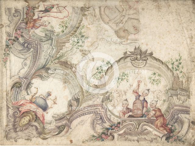 Design for a Ceiling Decoration with Chinoiseries, 1725-75. Creator: Anon.