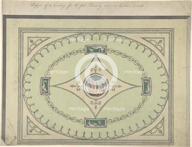 Design for a Ceiling for the First Drawing Room at Culzean Castle, Ayrshire, 1779-82. Creator: Robert Adam.