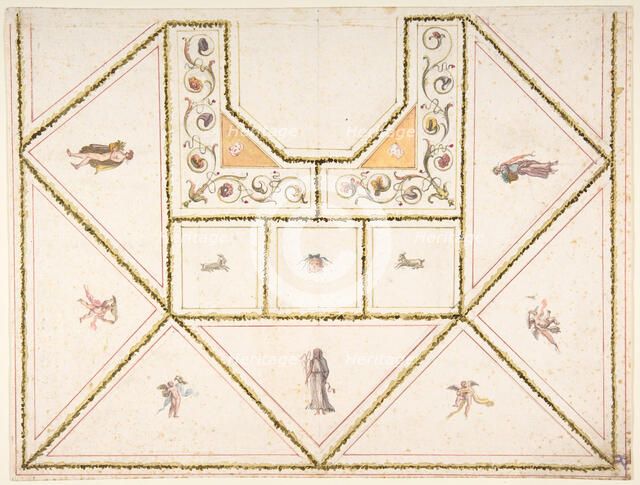 Design for a Ceiling in Pompeian Style, 18th century. Creator: Anon.