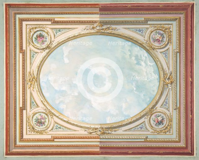 Design for a ceiling of trompe l'oeil sky, second half 19th century. Creators: Jules-Edmond-Charles Lachaise, Eugène-Pierre Gourdet.