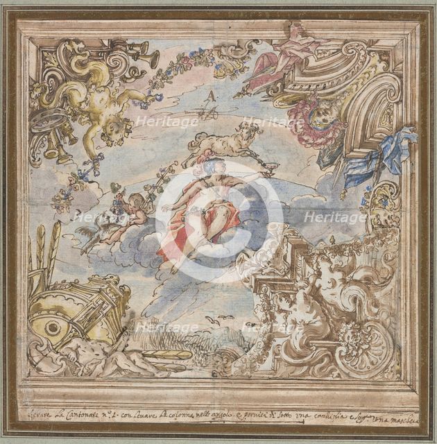 Design for a Ceiling: Mars and Aries, 1700s. Creator: Unknown.