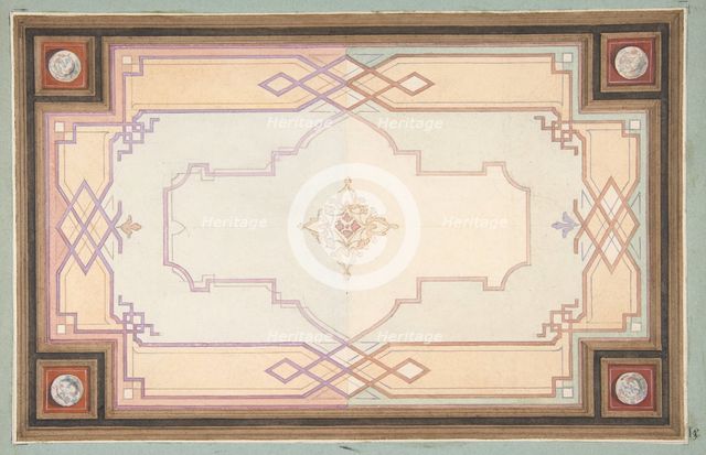 Design for a ceiling, second half 19th century. Creators: Jules-Edmond-Charles Lachaise, Eugène-Pierre Gourdet.
