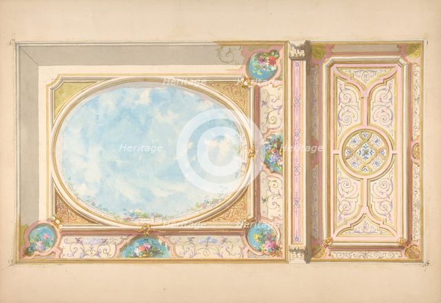Design for a ceiling, second half 19th century. Creators: Jules-Edmond-Charles Lachaise, Eugène-Pierre Gourdet.