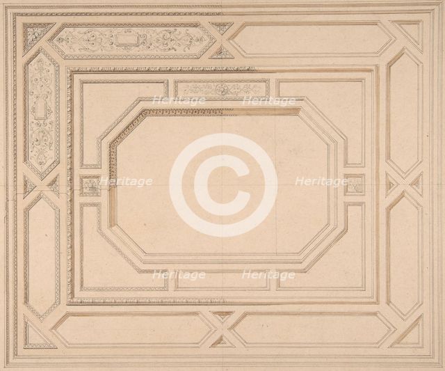 Design for a ceiling, second half 19th century. Creators: Jules-Edmond-Charles Lachaise, Eugène-Pierre Gourdet.