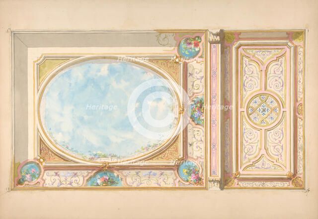 Design for a ceiling, second half 19th century. Creators: Jules-Edmond-Charles Lachaise, Eugène-Pierre Gourdet.