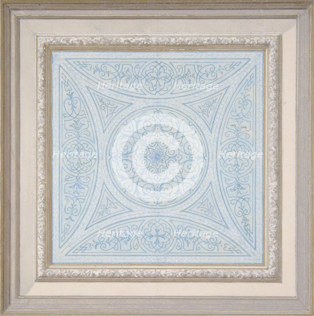 Design for a ceiling paianted in filagree patterns, 1830-97. Creators: Jules-Edmond-Charles Lachaise, Eugène-Pierre Gourdet.