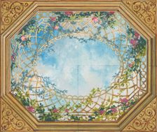 Design for a ceiling painted with clouds, trellises, and roses, second half 19th century. Creators: Jules-Edmond-Charles Lachaise, Eugène-Pierre Gourdet