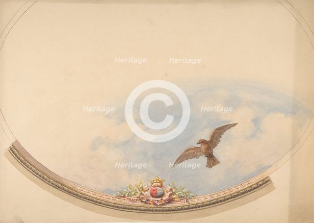 Design for a ceiling painted with clouds and a soaring eagle, second half 19th century. Creators: Jules-Edmond-Charles Lachaise, Eugène-Pierre Gourdet.