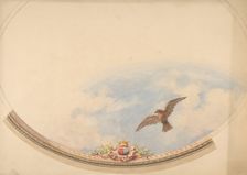 Design for a ceiling painted with clouds and a soaring eagle, second half 19th century. Creators: Jules-Edmond-Charles Lachaise, Eugène-Pierre Gourdet