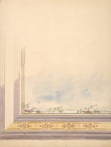 Design for a ceiling painted with clouds and flowering vines, 1830-97. Creators: Jules-Edmond-Charles Lachaise, Eugène-Pierre Gourdet