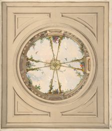 Design for a ceiling painted with clouds and trellis work, second half 19th century. Creators: Jules-Edmond-Charles Lachaise, Eugène-Pierre Gourdet