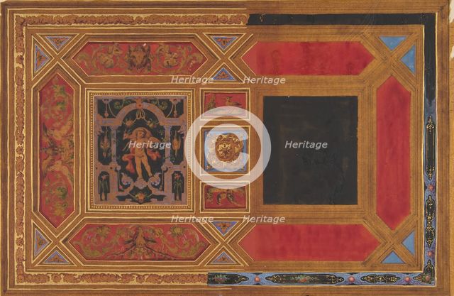 Design for a ceiling painted with grotesque motifs, 19th century. Creators: Jules-Edmond-Charles Lachaise, Eugène-Pierre Gourdet.