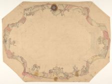 Design for a ceiling painted with putti, garlands, and swags, second half 19th century. Creators: Jules-Edmond-Charles Lachaise, Eugène-Pierre Gourdet