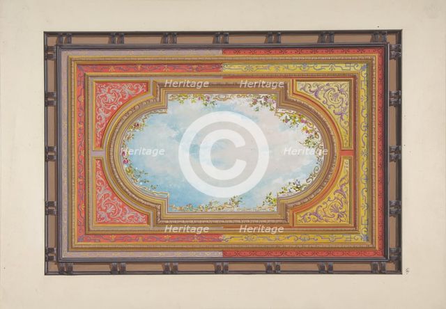 Design for a ceiling painted with trompe l'oeil clouds, 1830-97. Creators: Jules-Edmond-Charles Lachaise, Eugène-Pierre Gourdet.