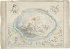 Design for a ceiling painting with Charitas and Pax, 1715-1798. Creator: Dionys van Nijmegen