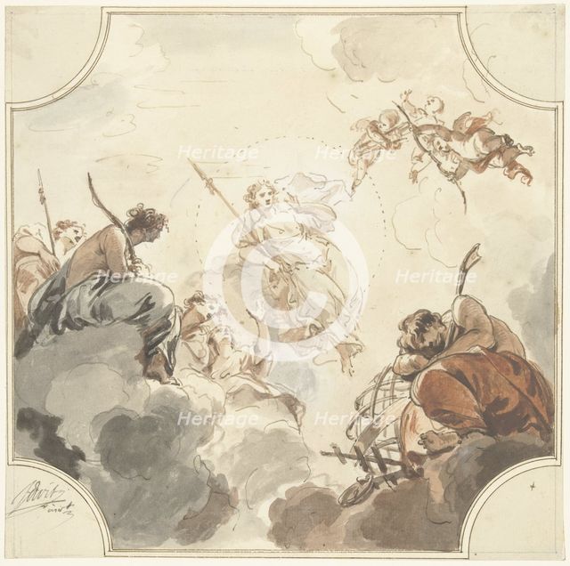 Design for a ceiling painting with Diana and Endymion, 1726. Creator: Jacob de Wit.