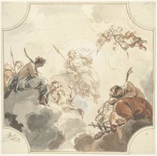 Design for a ceiling painting with Diana and Endymion, 1726. Creator: Jacob de Wit