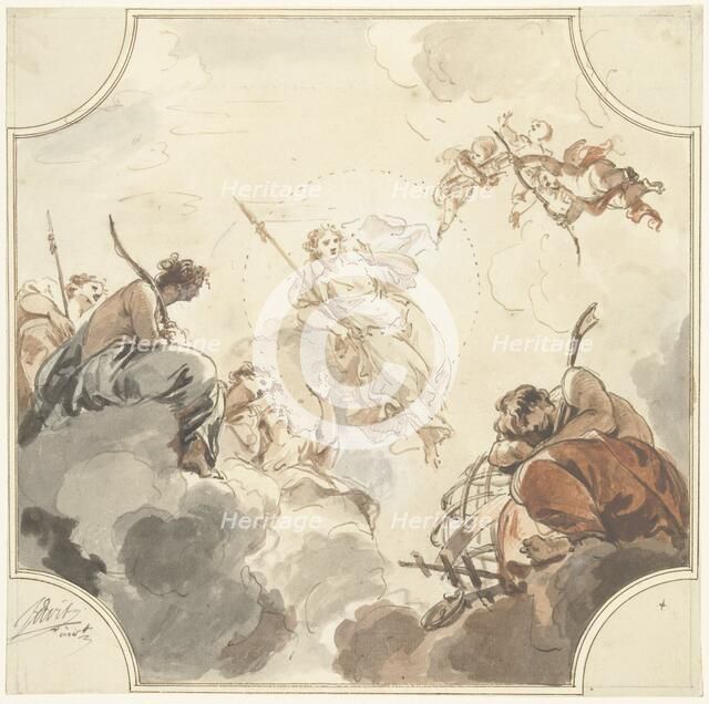 Design for a ceiling painting with Diana and Endymion, 1726. Creator: Jacob de Wit.
