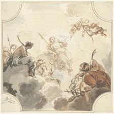 Design for a ceiling painting with Diana and Endymion, 1726. Creator: Jacob de Wit