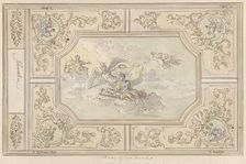 Design for a ceiling painting with Honour (?) crowned by Time, 1677-1755. Creator: Elias van Nijmegen