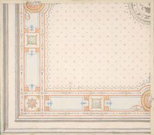 Design for a ceiling (recto); meaurements with design code (verso), second half 19th century. Creators: Jules-Edmond-Charles Lachaise, Eugène-Pierre Gourdet