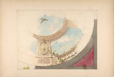 Design for a ceiling with trompe l'oeil balustrade and sky, second half 19th century. Creators: Jules-Edmond-Charles Lachaise, Eugène-Pierre Gourdet