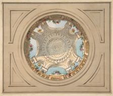 Design for a ceiling with trompe l'oeil balustrade, second half 19th century. Creators: Jules-Edmond-Charles Lachaise, Eugène-Pierre Gourdet