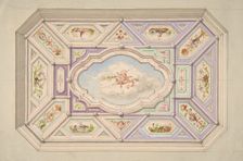 Design for a ceiling with a putto, second half 19th century. Creators: Jules-Edmond-Charles Lachaise, Eugène-Pierre Gourdet