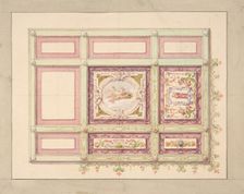 Design for a ceiling with allegorical panels, second half 19th century. Creators: Jules-Edmond-Charles Lachaise, Eugène-Pierre Gourdet