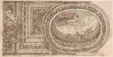 Design for a Ceiling with an Oval Trompe L'Oeil Painting, 17th century. Creator: Anon