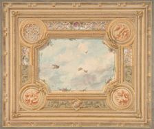 Design for a ceiling with four medallions and sky motif in center, second half 19th century. Creators: Jules-Edmond-Charles Lachaise, Eugène-Pierre Gourdet