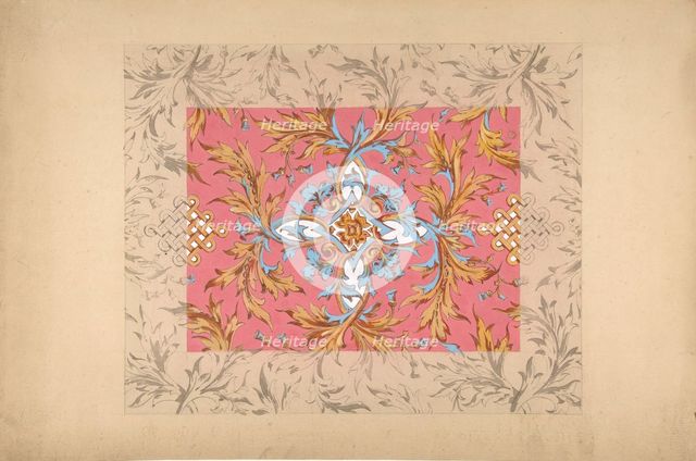 Design for a ceiling with floral design, second half 19th century. Creators: Jules-Edmond-Charles Lachaise, Eugène-Pierre Gourdet.