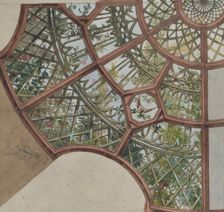 Design for a ceiling with lattice work and flowering vines, second half 19th century. Creators: Jules-Edmond-Charles Lachaise, Eugène-Pierre Gourdet