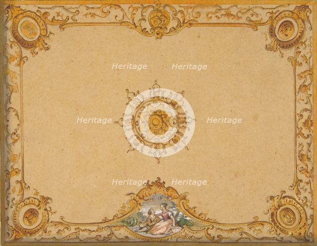 Design for a ceiling with painted decoration, 1830-97. Creators: Jules-Edmond-Charles Lachaise, Eugène-Pierre Gourdet.