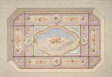 Design for a ceiling with putti, second half 19th century. Creators: Jules-Edmond-Charles Lachaise, Eugène-Pierre Gourdet