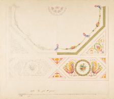 Design for a Ceiling with Swans and Cornucopias, 19th century. Creator: Anon