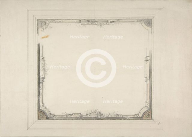 Design for a ceiling to be decorated with a trompe l'oeil balustrade, 1830-97. Creators: Jules-Edmond-Charles Lachaise, Eugène-Pierre Gourdet.